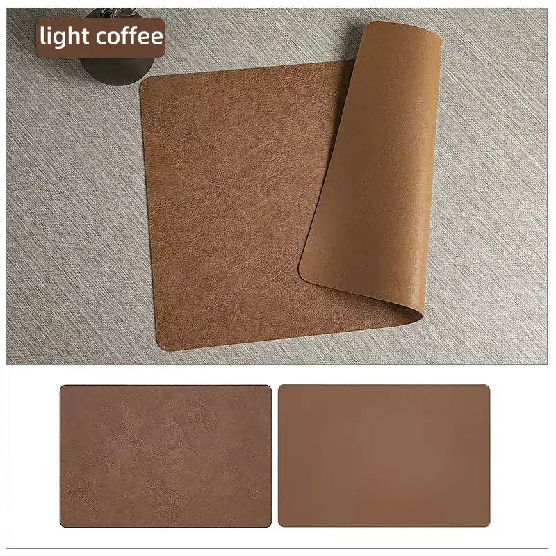 Reversible Faux Leather Placemats – Waterproof & Heat-Resistant, Set of 2 Designs