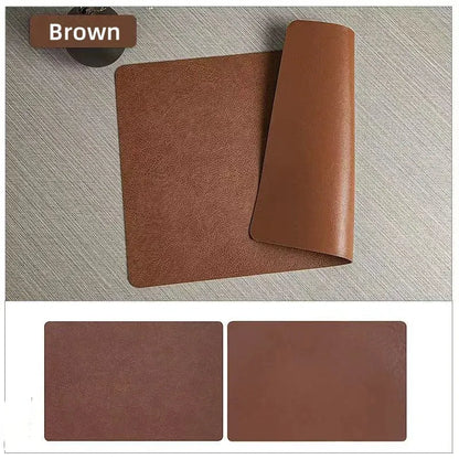 Reversible Faux Leather Placemats – Waterproof & Heat-Resistant, Set of 2 Designs