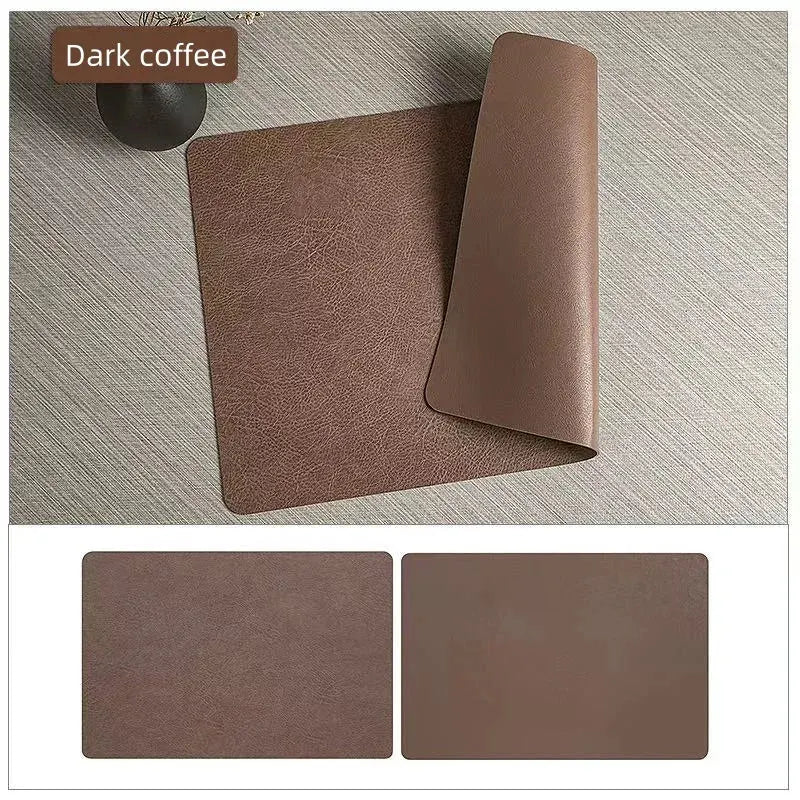 Reversible Faux Leather Placemats – Waterproof & Heat-Resistant, Set of 2 Designs