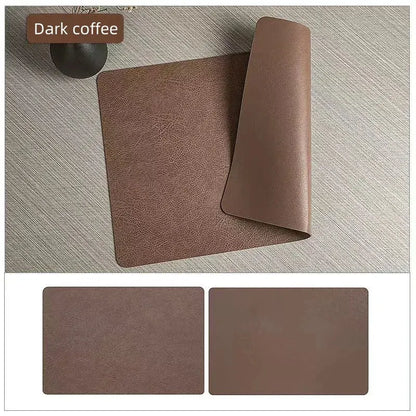 Reversible Faux Leather Placemats – Waterproof & Heat-Resistant, Set of 2 Designs