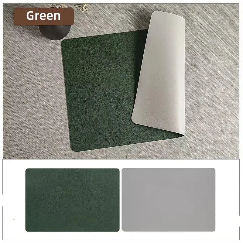 Reversible Faux Leather Placemats – Waterproof & Heat-Resistant, Set of 2 Designs