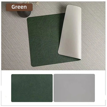 Reversible Faux Leather Placemats – Waterproof & Heat-Resistant, Set of 2 Designs