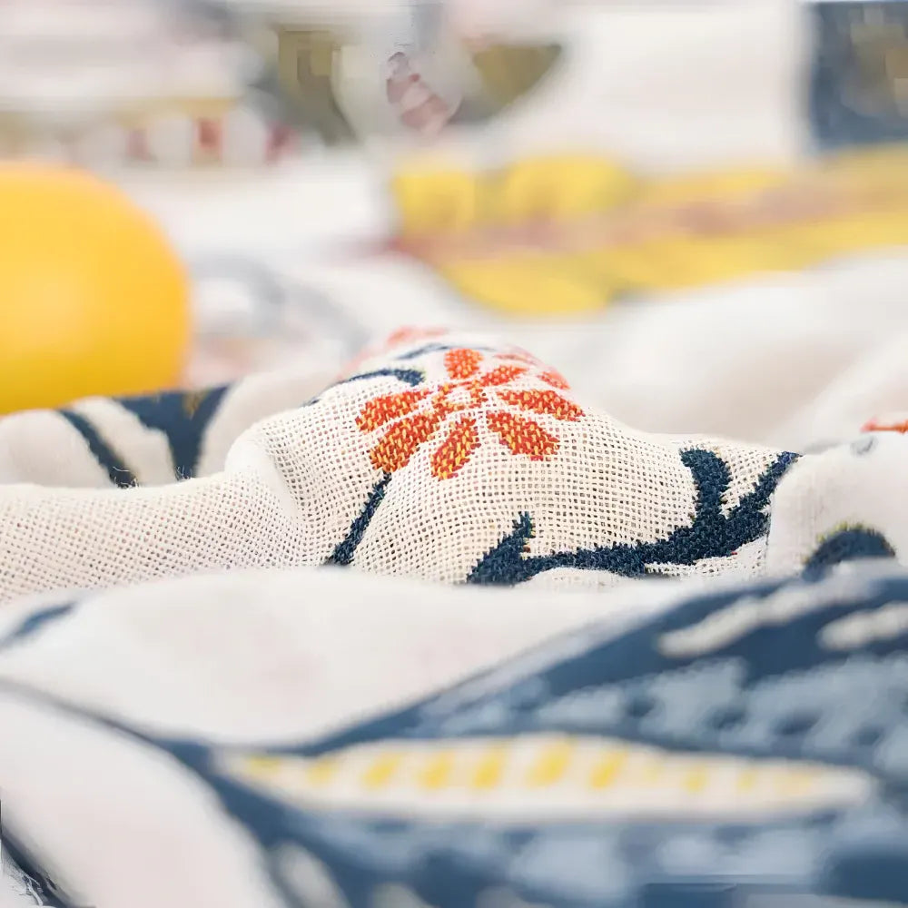 Reversible Floral Throw Blanket with Tassel Trim