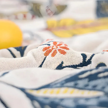 Reversible Floral Throw Blanket with Tassel Trim