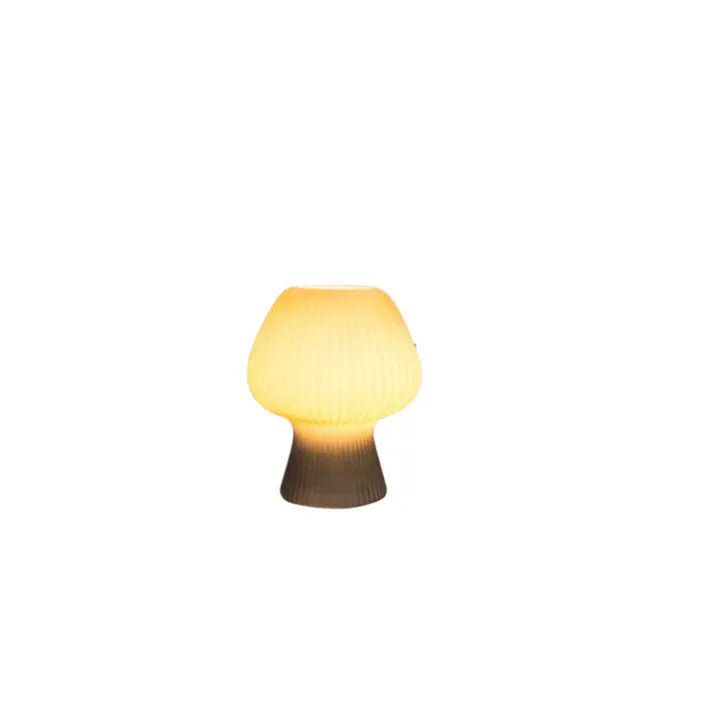 Ribbed Glass Mushroom Nightstand Lamp - Vintage Style Accent Light