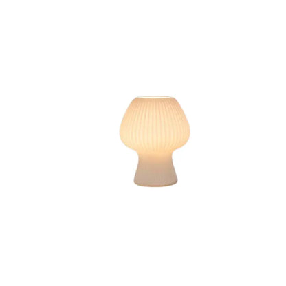 Ribbed Glass Mushroom Nightstand Lamp - Vintage Style Accent Light