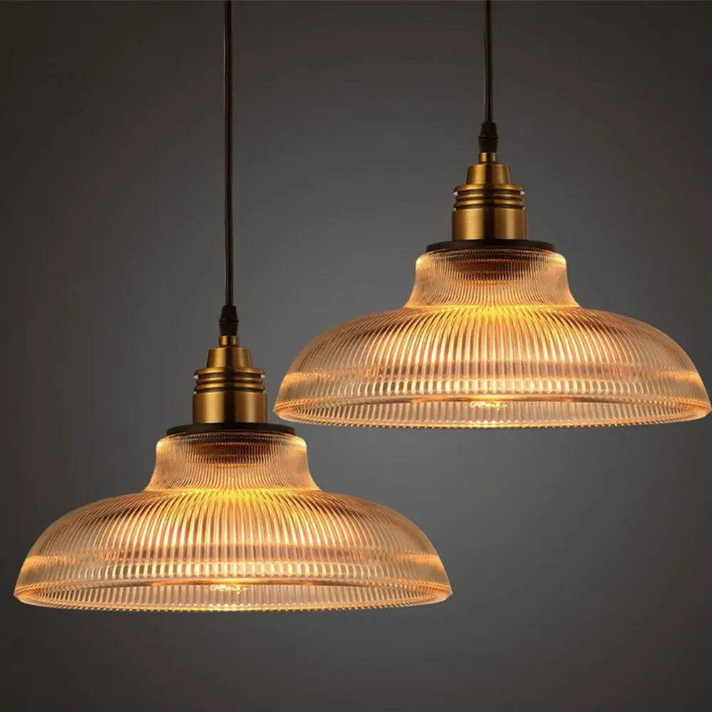 Ribbed Glass Pendant Light | LumiVibe Elegant Hanging Ceiling Lamp