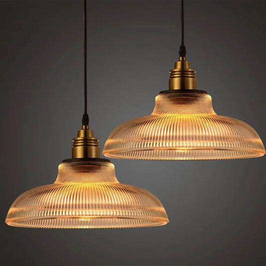 Ribbed Glass Pendant Light | LumiVibe Elegant Hanging Ceiling Lamp