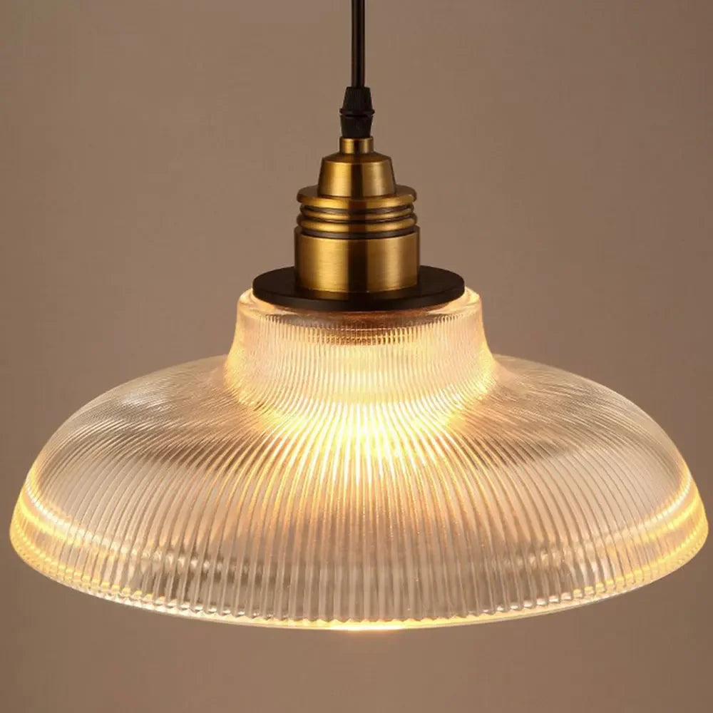 Ribbed Glass Pendant Light | LumiVibe Elegant Hanging Ceiling Lamp