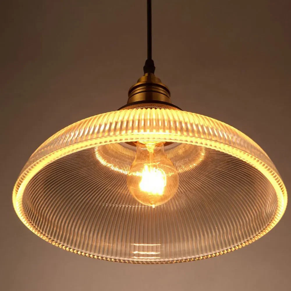 Ribbed Glass Pendant Light | LumiVibe Elegant Hanging Ceiling Lamp