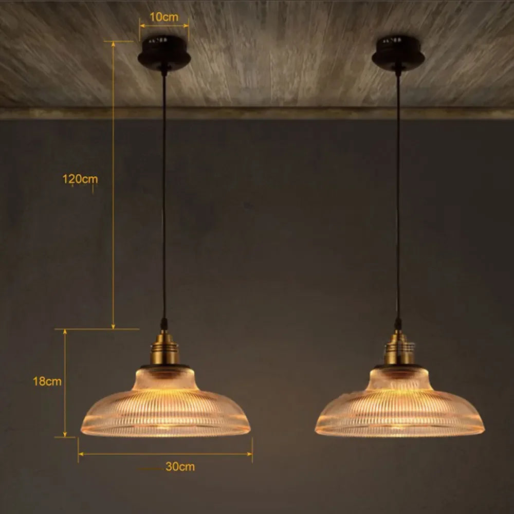 Ribbed Glass Pendant Light | LumiVibe Elegant Hanging Ceiling Lamp