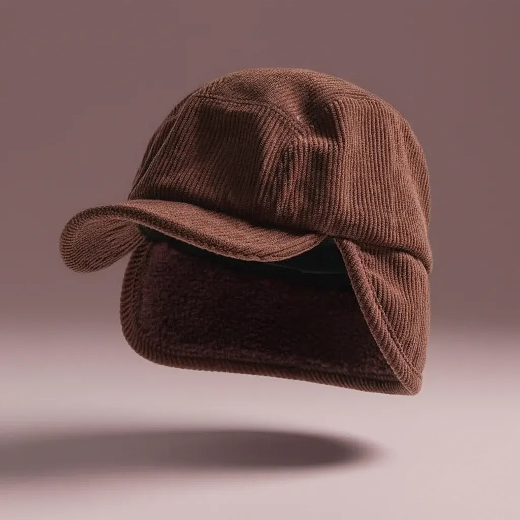 Ribbed Knit Polar Fleece Winter Trapper Hat with Ear Flaps, Unisex