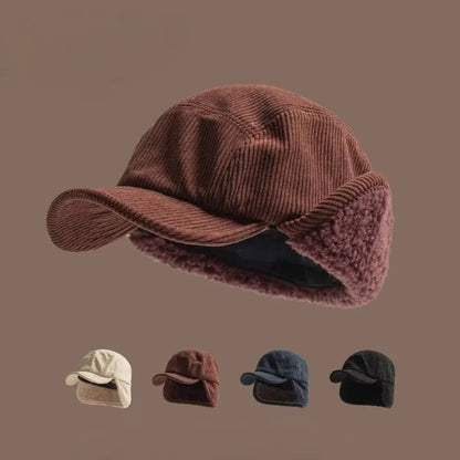 Ribbed Knit Polar Fleece Winter Trapper Hat with Ear Flaps, Unisex