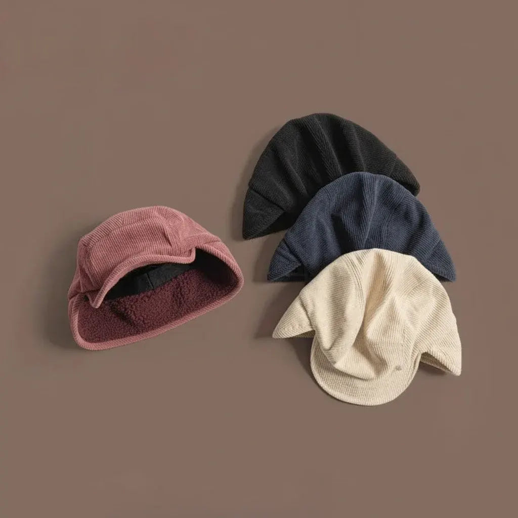 Ribbed Knit Polar Fleece Winter Trapper Hat with Ear Flaps, Unisex
