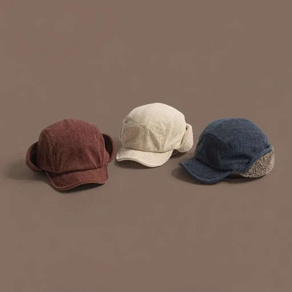 Ribbed Knit Polar Fleece Winter Trapper Hat with Ear Flaps, Unisex