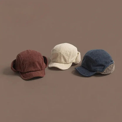 Ribbed Knit Polar Fleece Winter Trapper Hat with Ear Flaps, Unisex