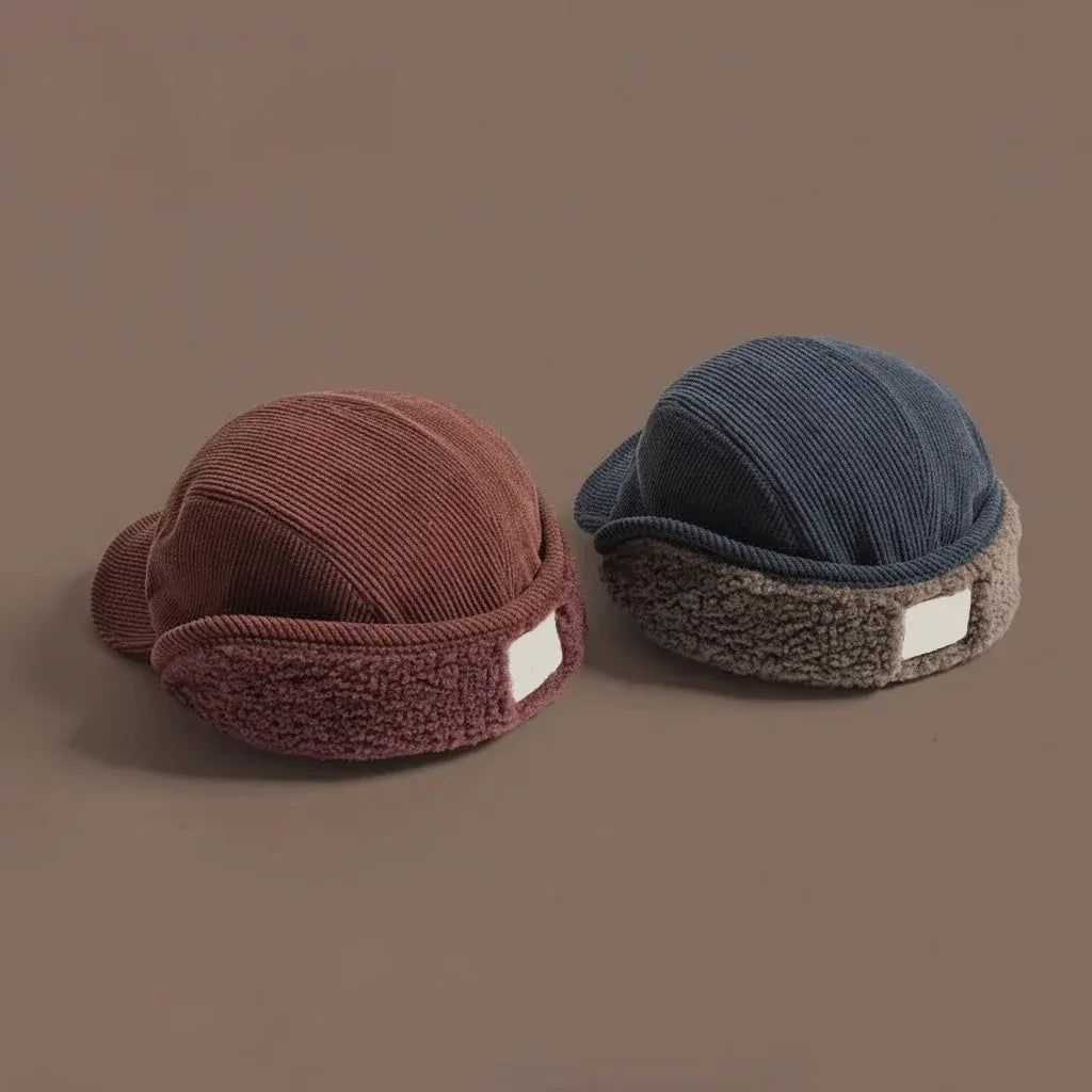 Ribbed Knit Polar Fleece Winter Trapper Hat with Ear Flaps, Unisex