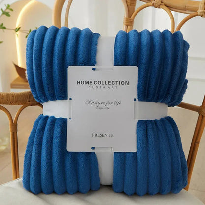 Ribbed Textured Striped Throw Blanket for Bed and Sofa Layering