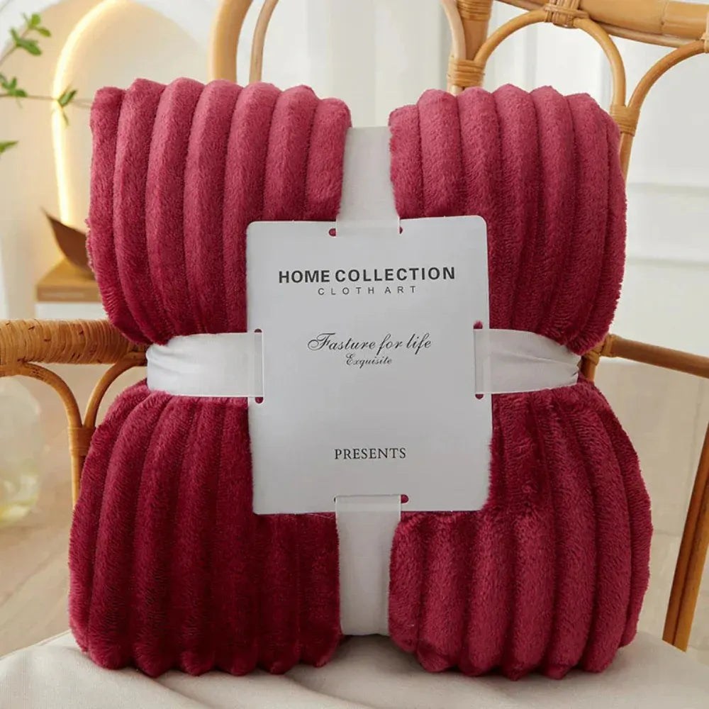 Ribbed Textured Striped Throw Blanket for Bed and Sofa Layering