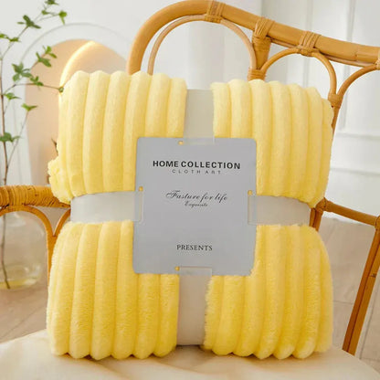 Ribbed Textured Striped Throw Blanket for Bed and Sofa Layering