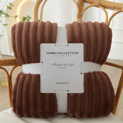 Ribbed Textured Striped Throw Blanket for Bed and Sofa Layering