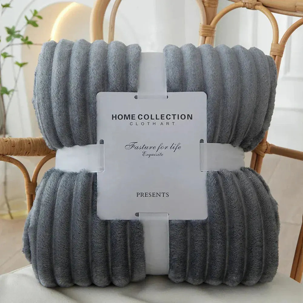 Ribbed Textured Striped Throw Blanket for Bed and Sofa Layering