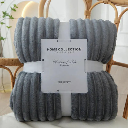 Ribbed Textured Striped Throw Blanket for Bed and Sofa Layering