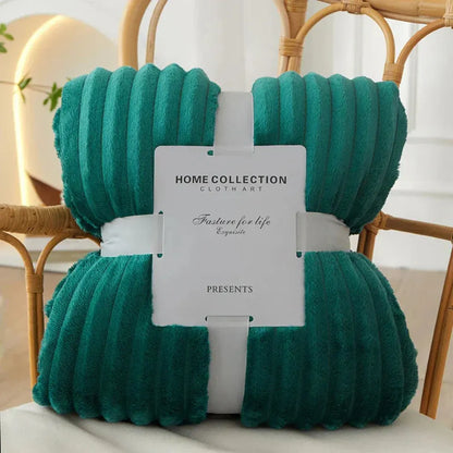 Ribbed Textured Striped Throw Blanket for Bed and Sofa Layering