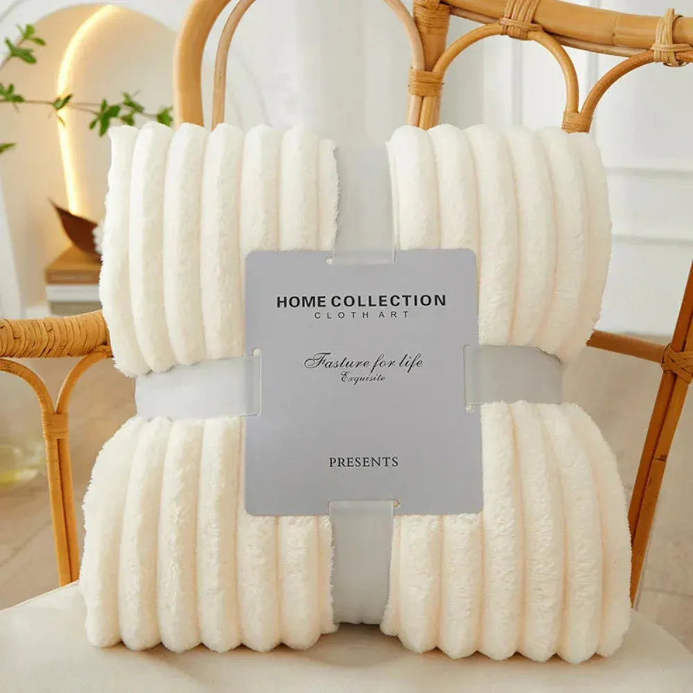 Ribbed Textured Striped Throw Blanket for Bed and Sofa Layering