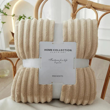 Ribbed Textured Striped Throw Blanket for Bed and Sofa Layering