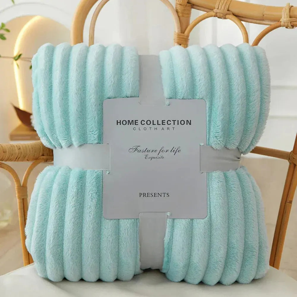Ribbed Textured Striped Throw Blanket for Bed and Sofa Layering