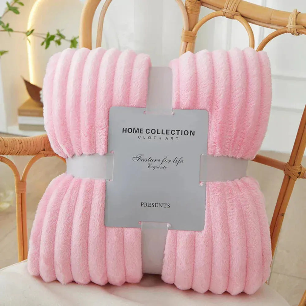 Ribbed Textured Striped Throw Blanket for Bed and Sofa Layering
