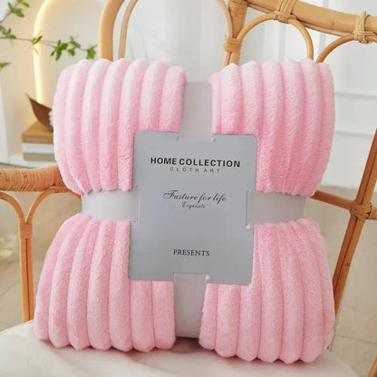 Ribbed Textured Striped Throw Blanket for Bed and Sofa Layering