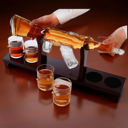 Rifle-Shaped Glass Whiskey Decanter with Stand Set
