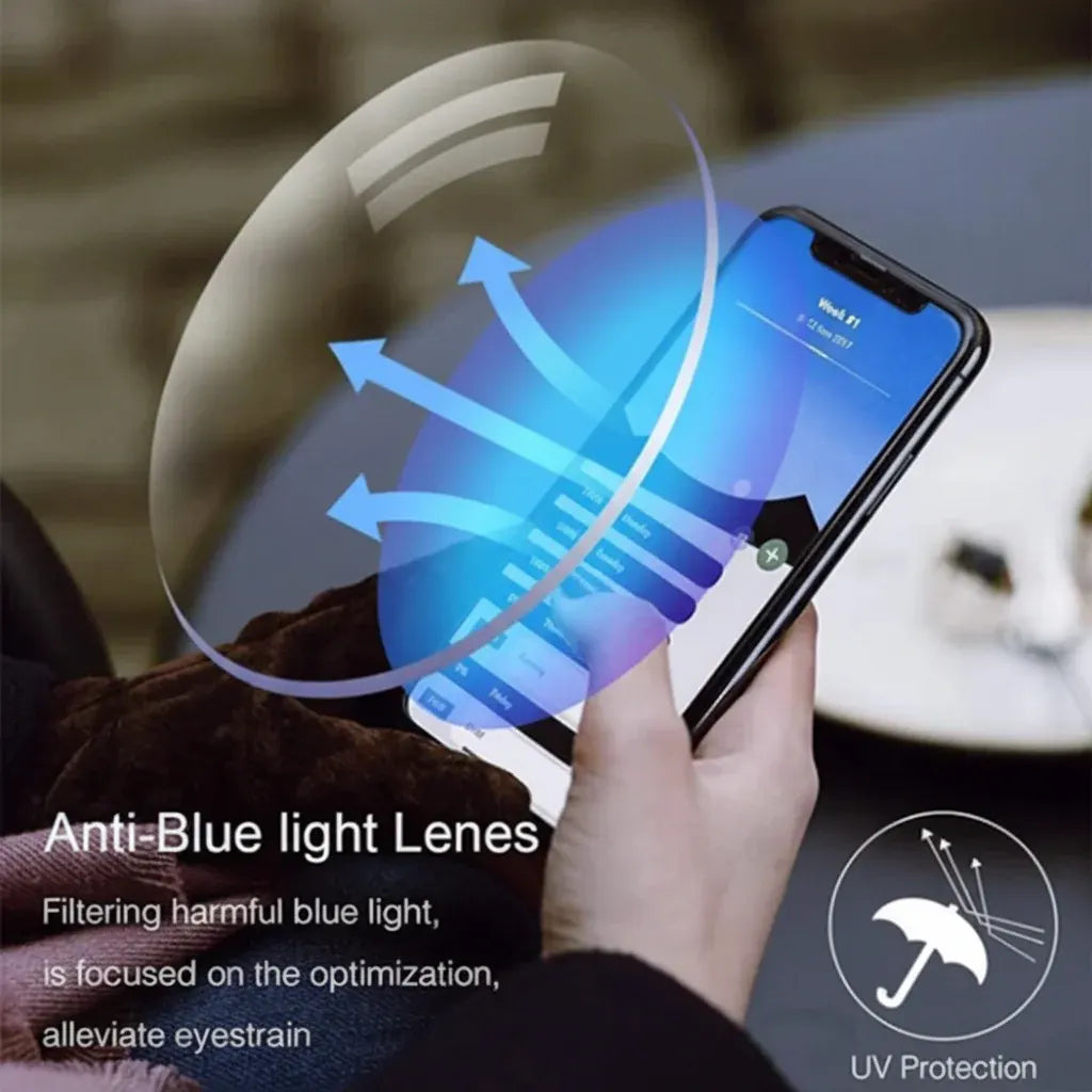Rimless Progressive Reading Glasses with Blue Light Blocking Lenses
