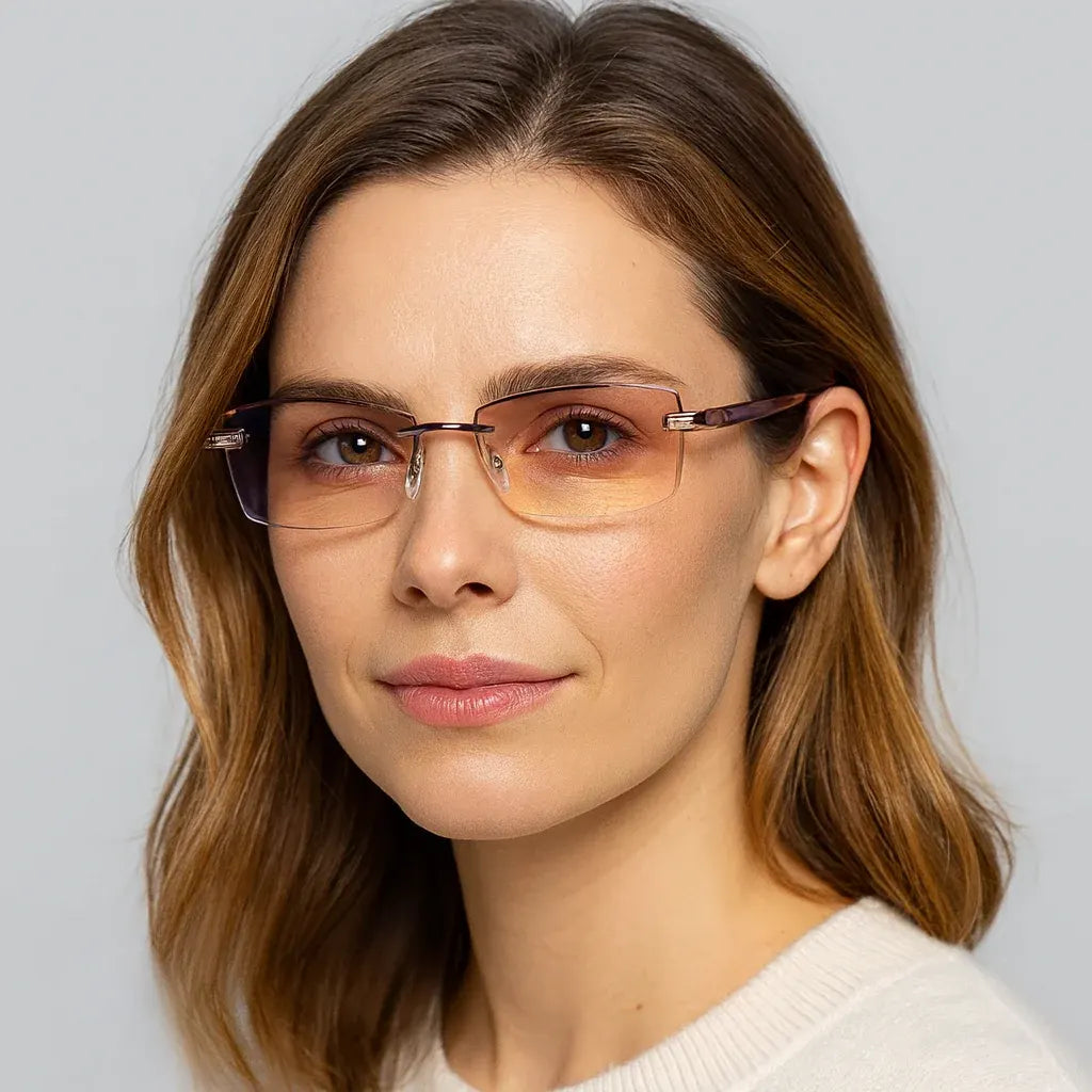 Rimless Progressive Reading Glasses with Blue Light Blocking Lenses