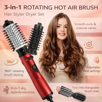 Rotating Hot Air Styling Brush Dryer Tool Set