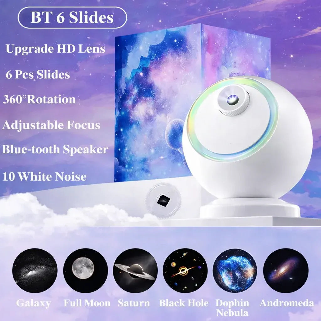 Rotating LED Galaxy Star Projector with Bluetooth Night Light