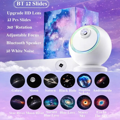 Rotating LED Galaxy Star Projector with Bluetooth Night Light