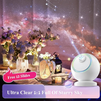 Rotating LED Galaxy Star Projector with Bluetooth Night Light