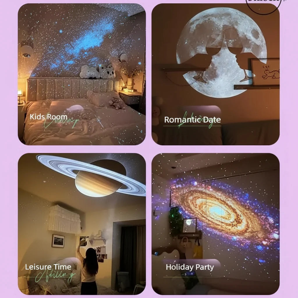 Rotating LED Galaxy Star Projector with Bluetooth Night Light
