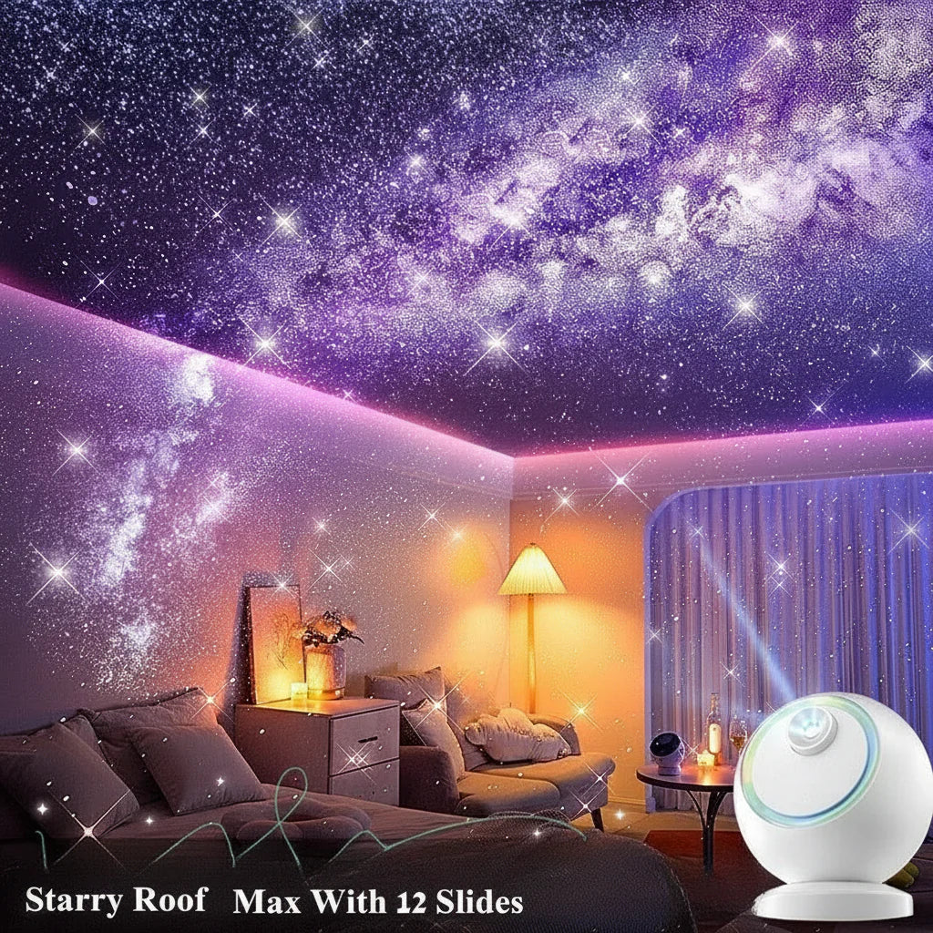 Rotating LED Galaxy Star Projector with Bluetooth Night Light