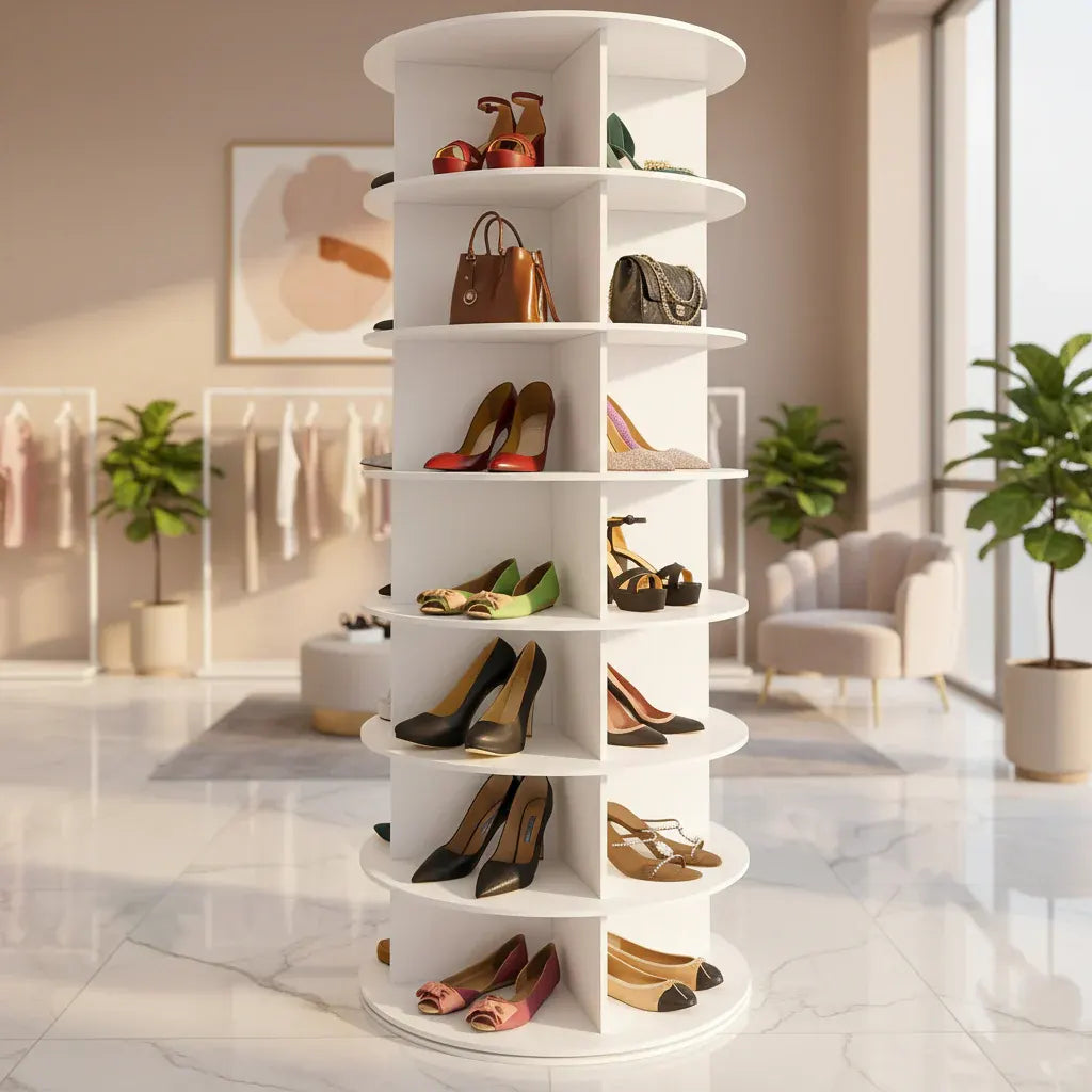 Rotating Vertical Plastic Shoe Rack – Space-Saving Storage Organizer