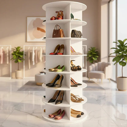 Rotating Vertical Plastic Shoe Rack – Space-Saving Storage Organizer