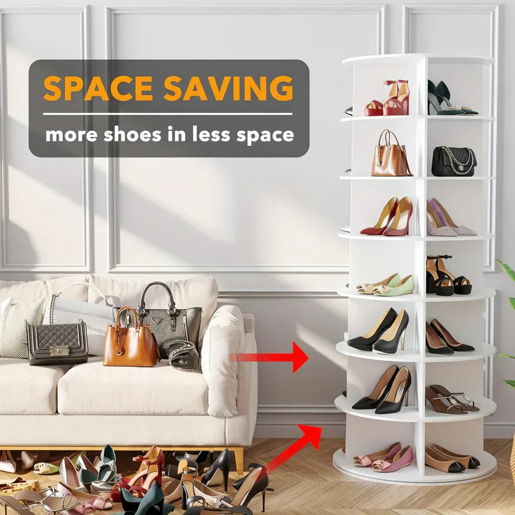 Rotating Vertical Plastic Shoe Rack – Space-Saving Storage Organizer