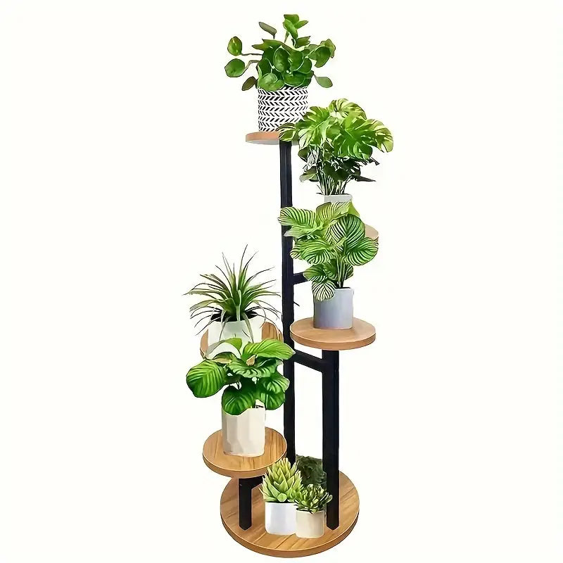 Round 6-Tier Wooden Plant Stand for Displaying Verdura