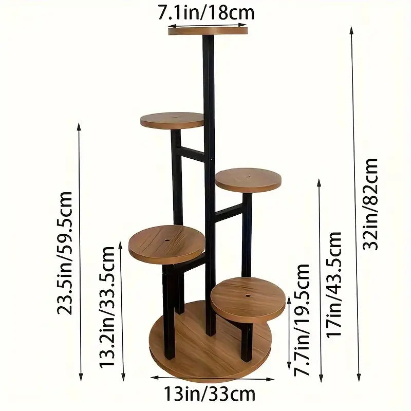 Round 6-Tier Wooden Plant Stand for Displaying Verdura