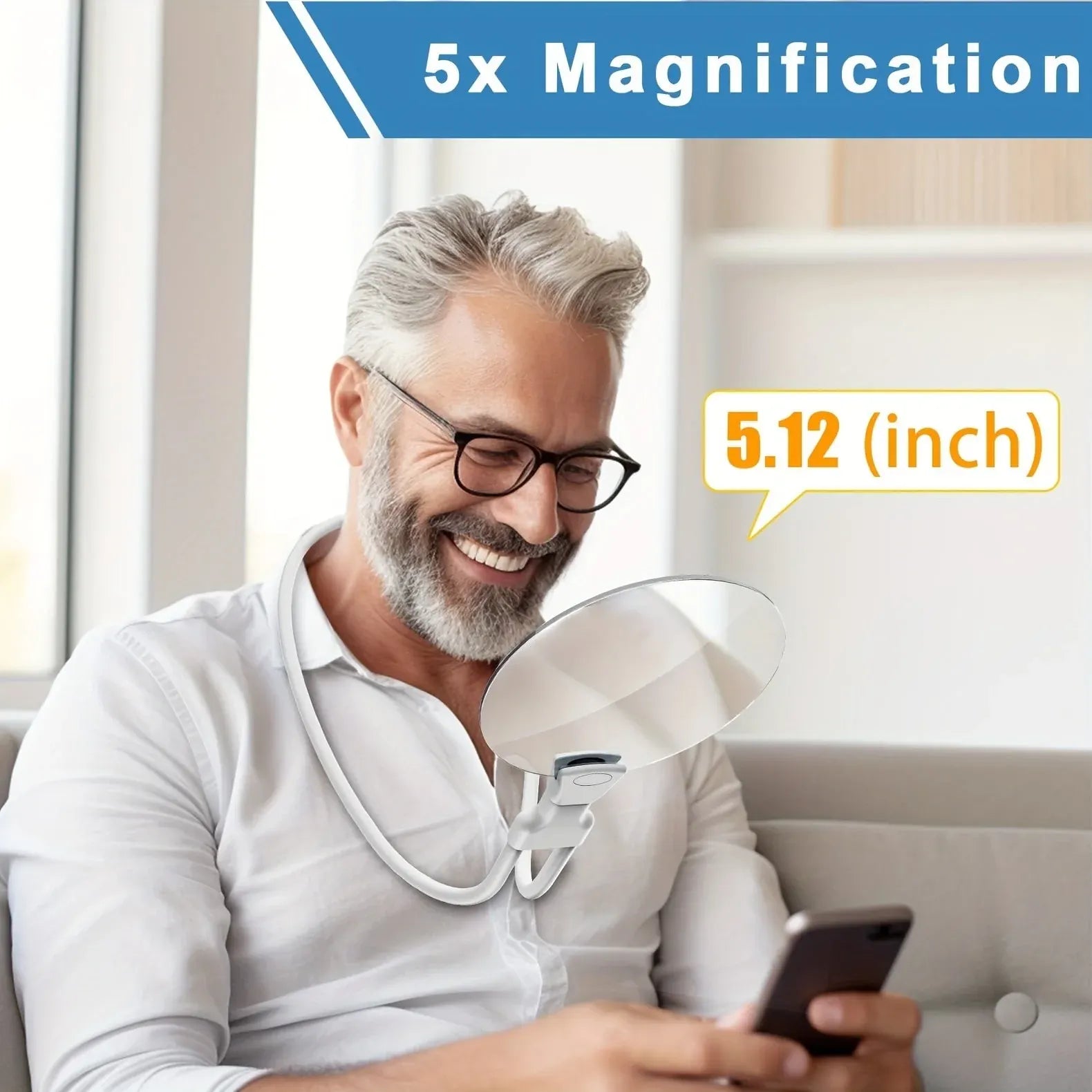 Round Adjustable Magnifying Glass for Reading & Vision Care