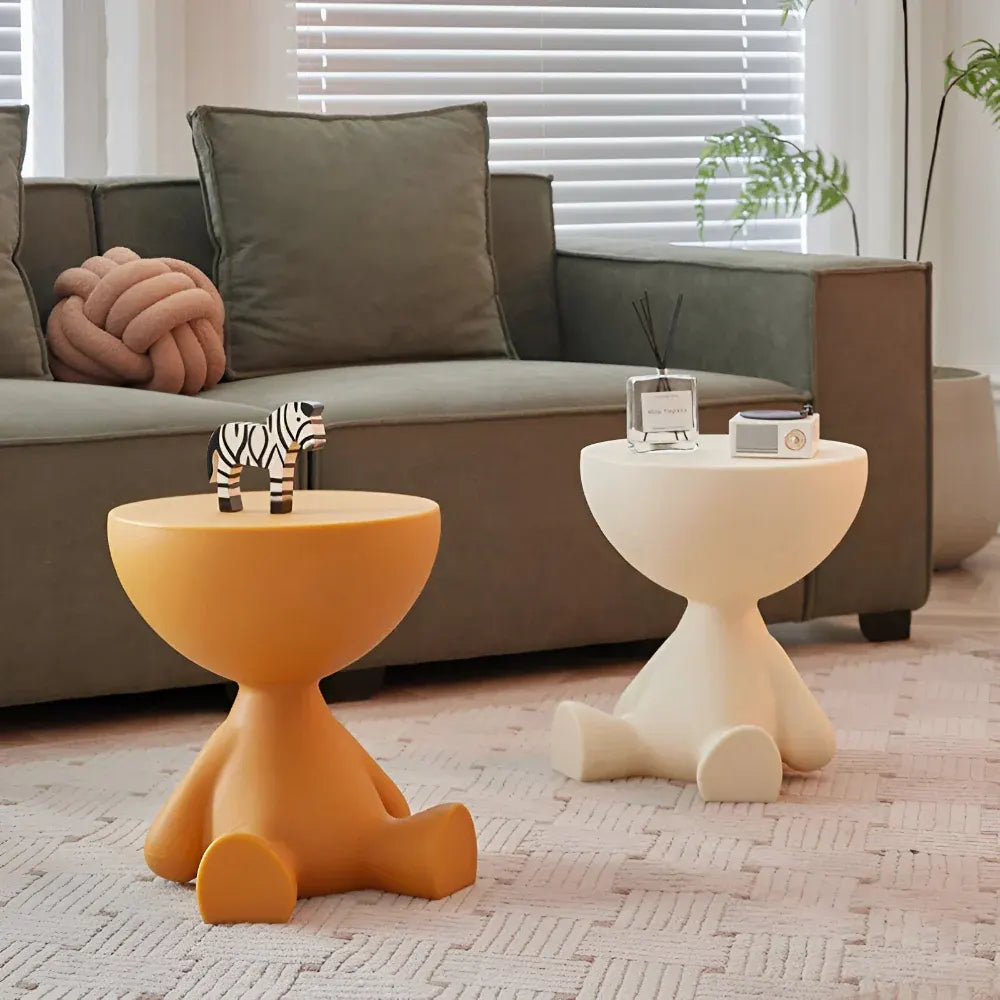 Round Modern Accent Coffee Table with Stool-Style Design
