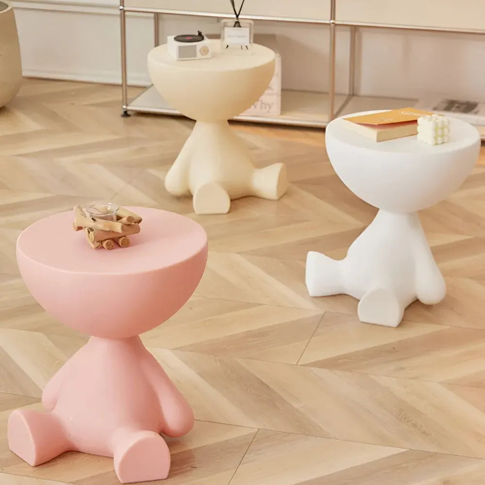 Round Modern Accent Coffee Table with Stool-Style Design
